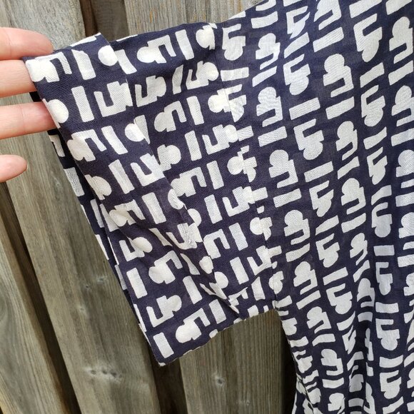 Layla light cotton oversized dress tunic navy & white - size M - Picture 2 of 6